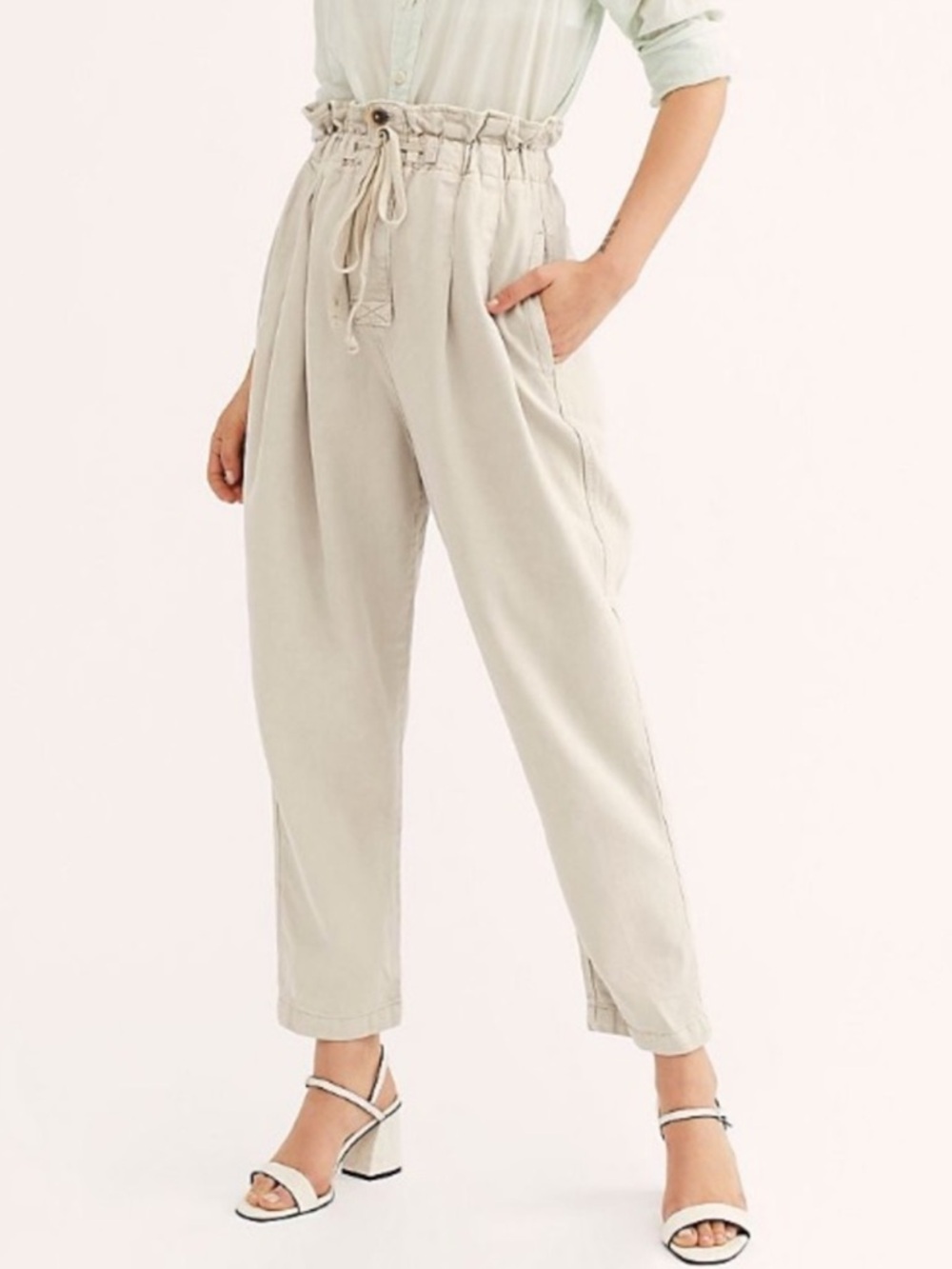 Free People Margate Pleated Trousers Paperbag In Beach Size XS